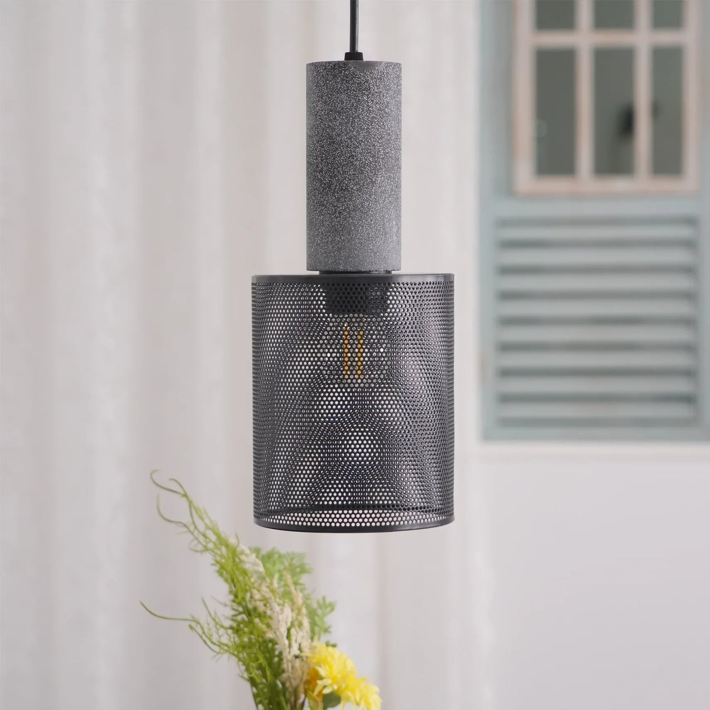 Concrete Cylinder Pendant Light for Urban Interior Style | Zythera