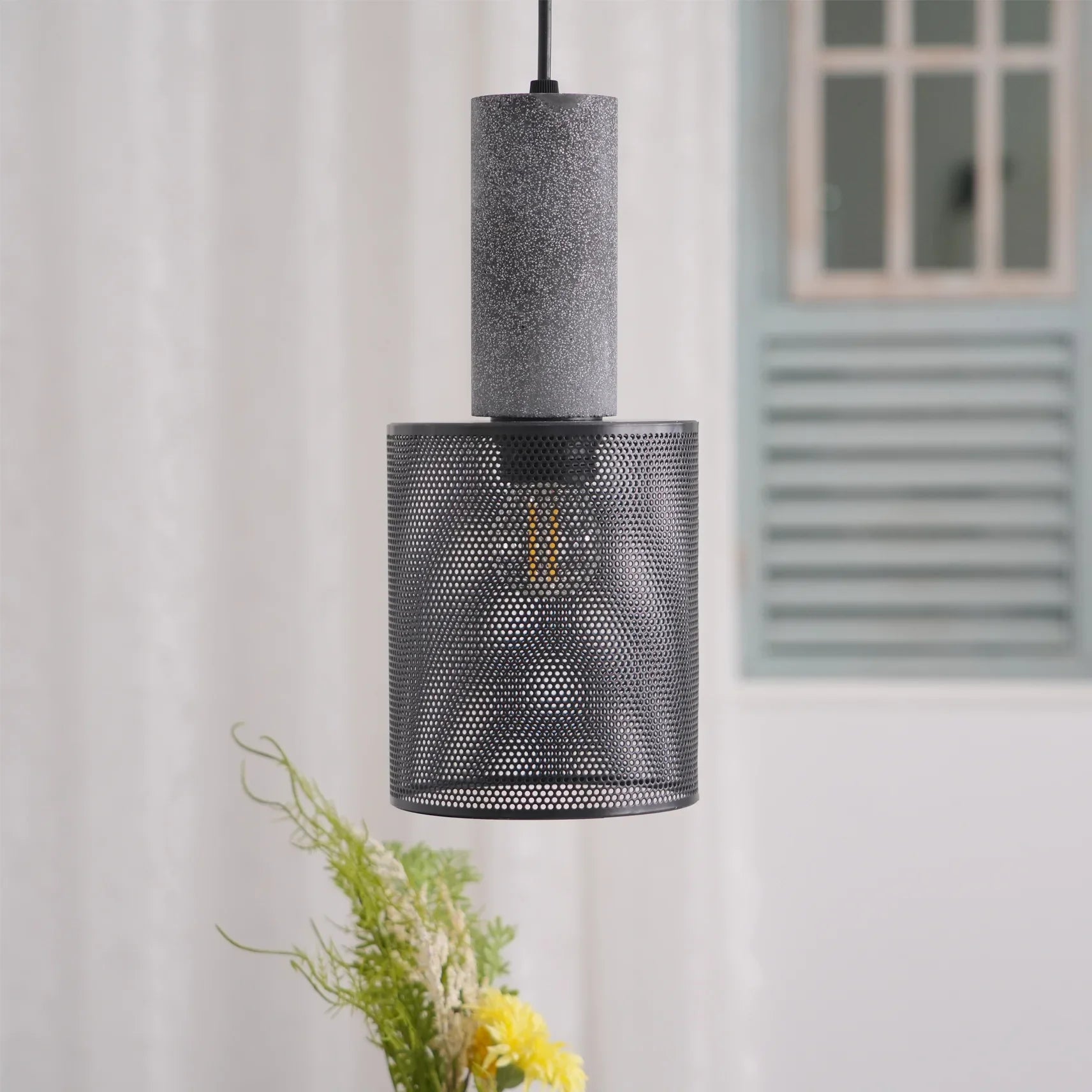 Concrete Cylinder Pendant Light for Urban Interior Style | Zythera