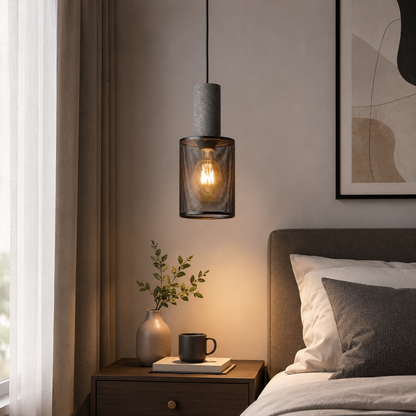 Concrete Cylinder Pendant Light for Urban Interior Style | Zythera