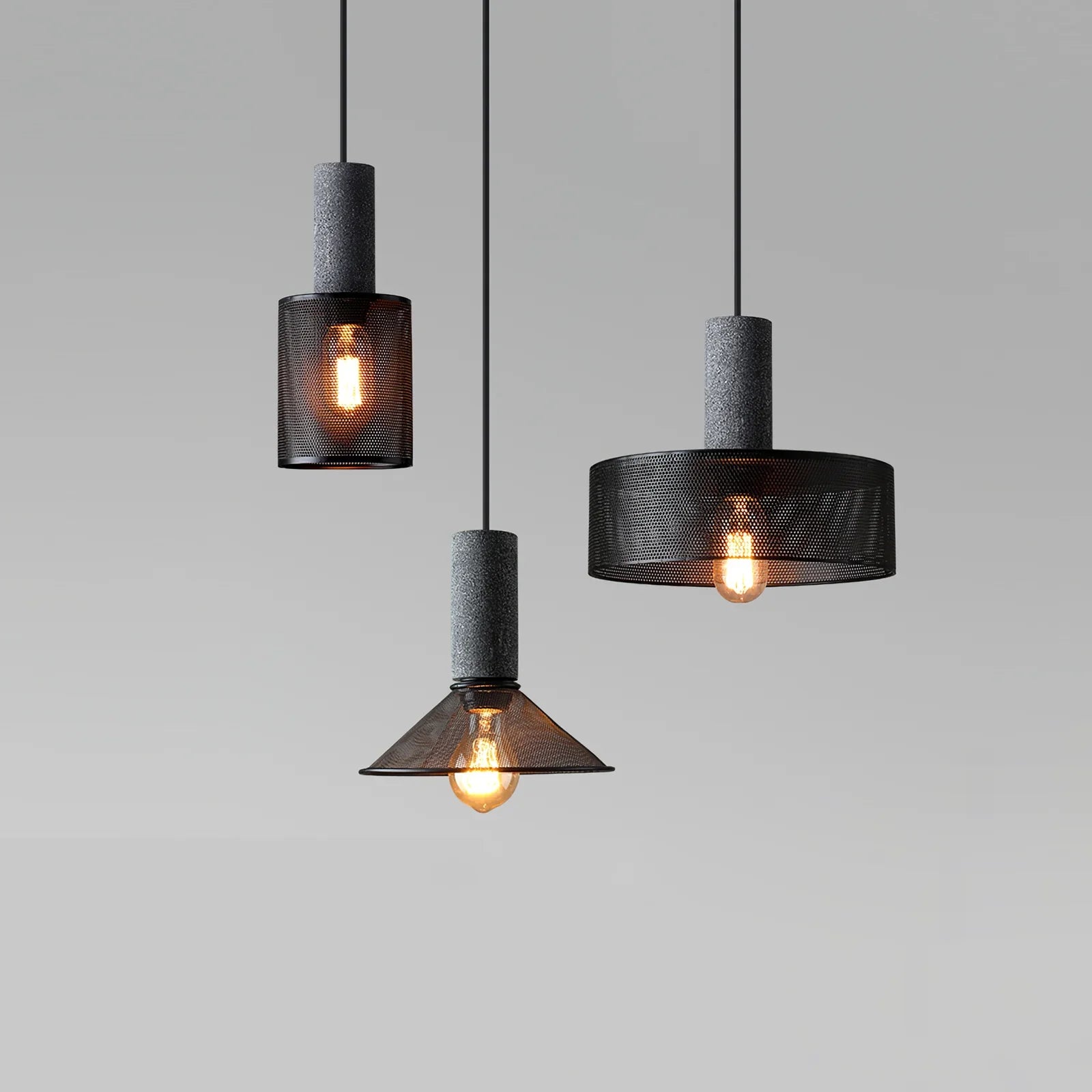 Concrete Cylinder Pendant Light for Urban Interior Style | Zythera
