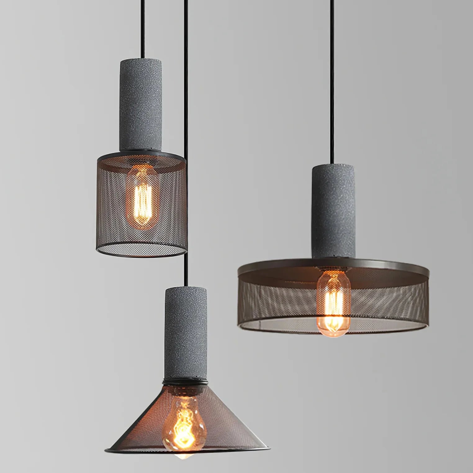 Concrete Cylinder Pendant Light for Urban Interior Style | Zythera
