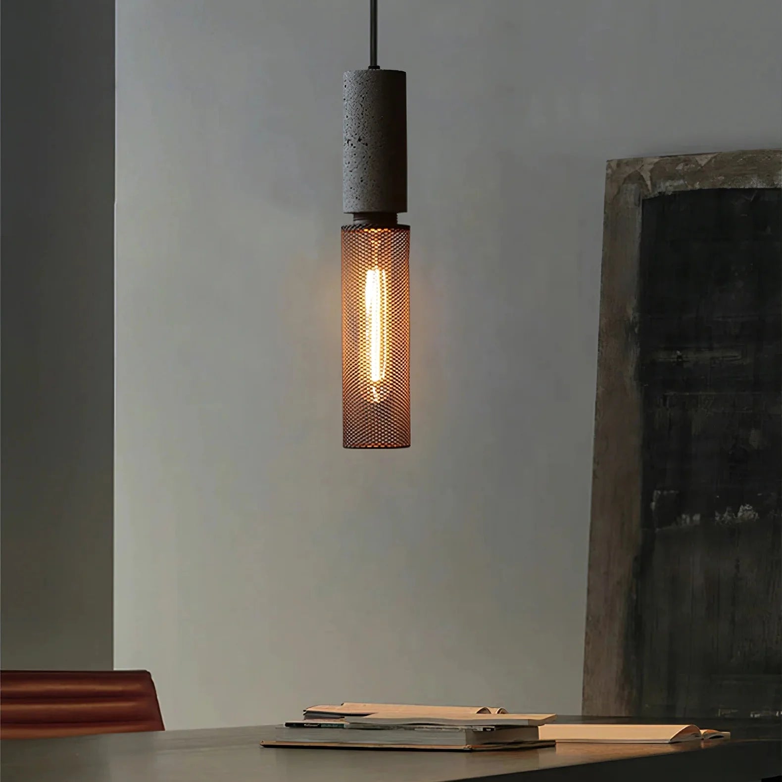 Concrete Cylinder Pendant Light for Urban Interior Style | Zythera