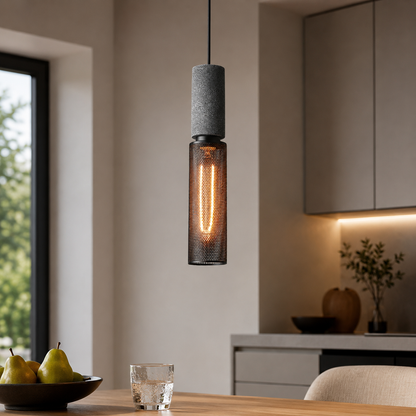 Concrete Cylinder Pendant Light for Urban Interior Style | Zythera