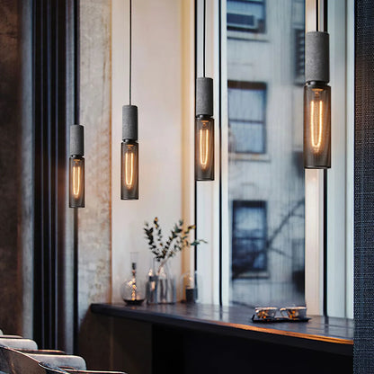 Concrete Cylinder Pendant Light for Urban Interior Style | Zythera