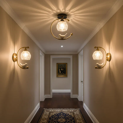 Contemporary Brass Ceiling Lamp with Ceramic Bird Detail | Lurvexa
