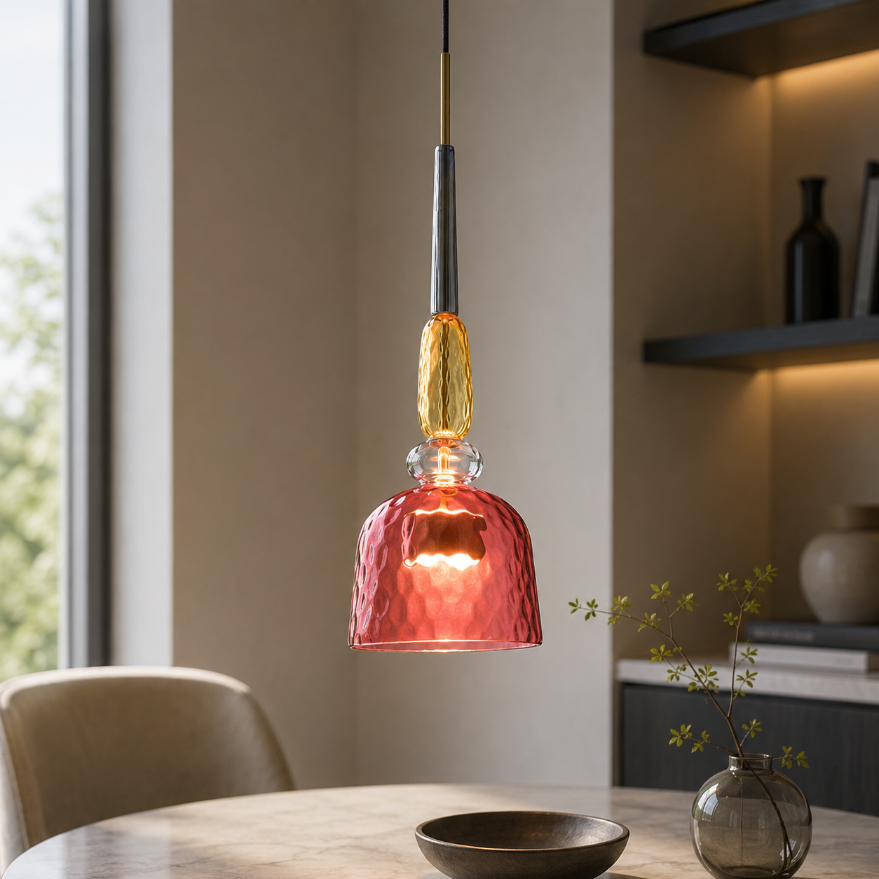 Contemporary Glass Pendant Light With Integrated LED | Orvello