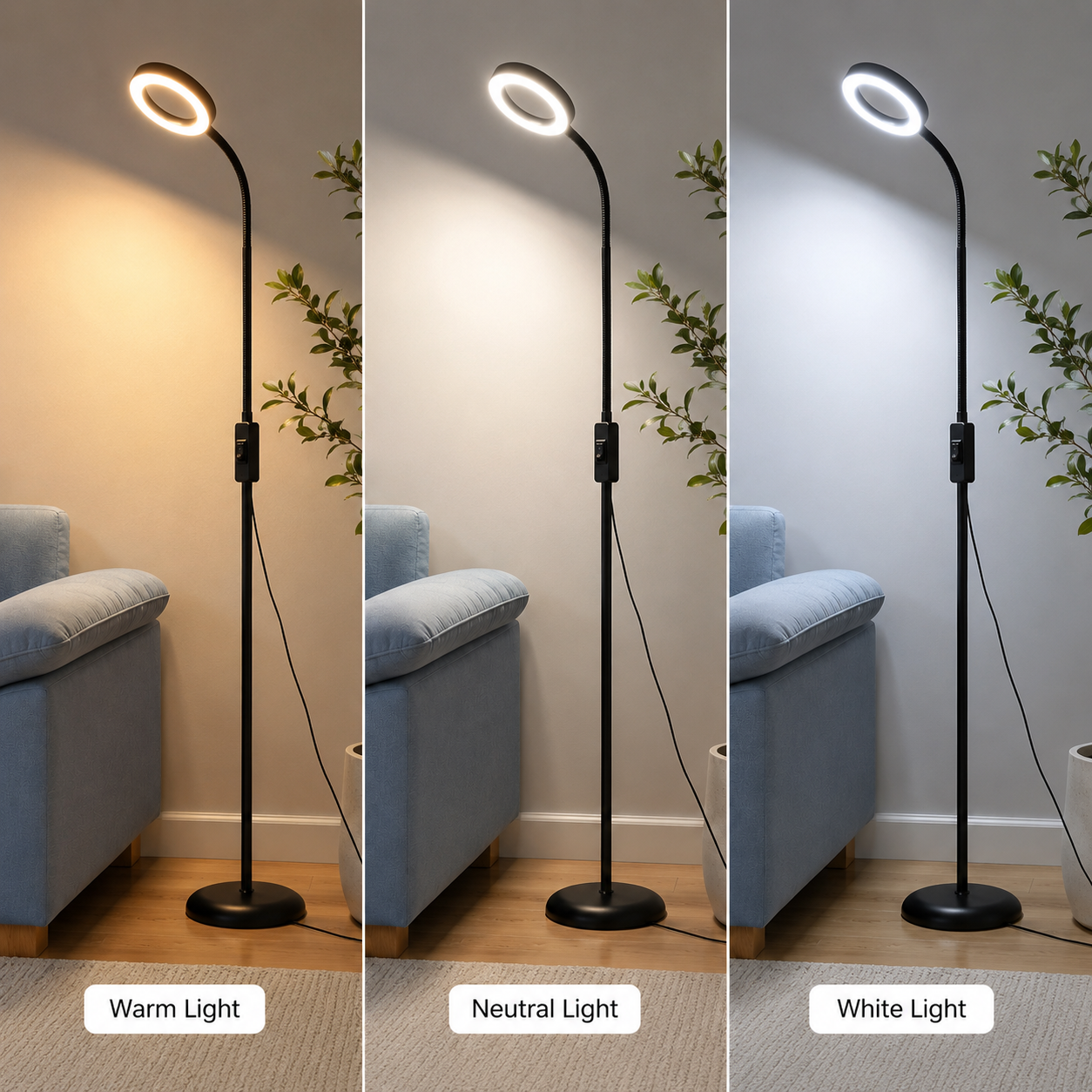 Contemporary LED Floor Lamp With Adjustable Metal Form | Lorvane