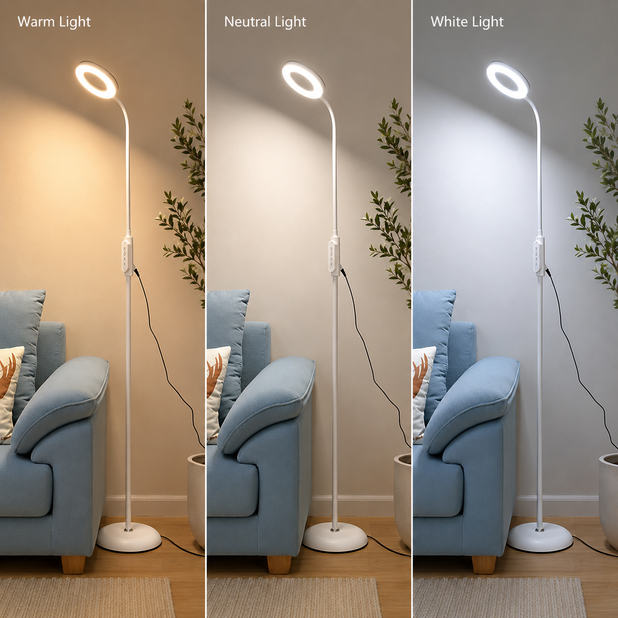 Contemporary LED Floor Lamp With Adjustable Metal Form | Lorvane