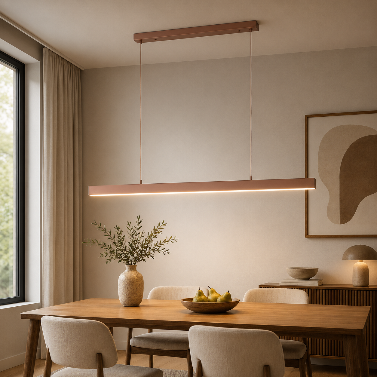 Contemporary Linear LED Pendant Light Modern Metal Form | Zorvian