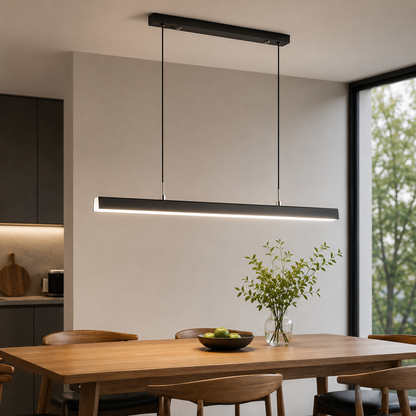 Contemporary Linear LED Pendant Light Modern Metal Form | Zorvian