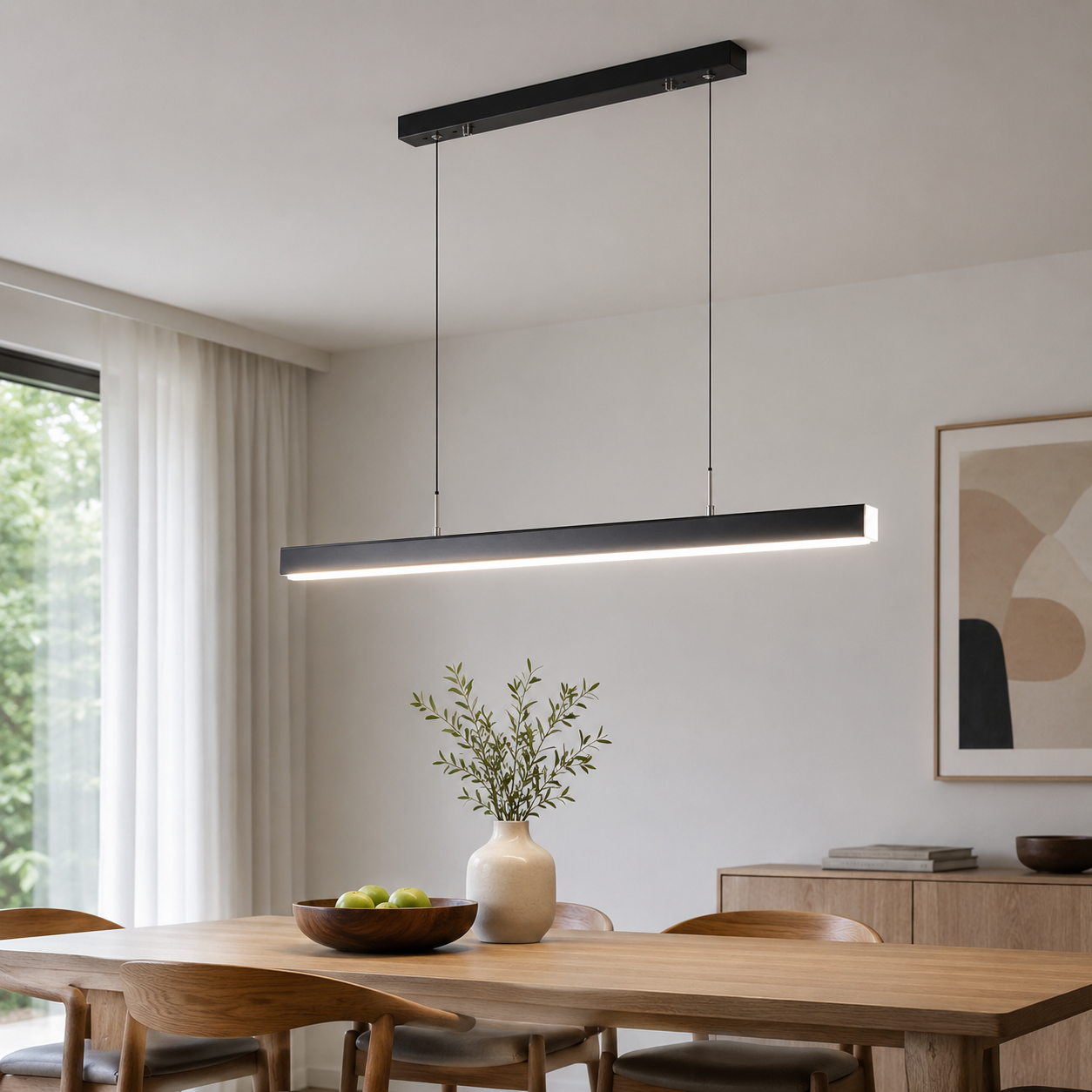 Contemporary Linear LED Pendant Light Modern Metal Form | Zorvian