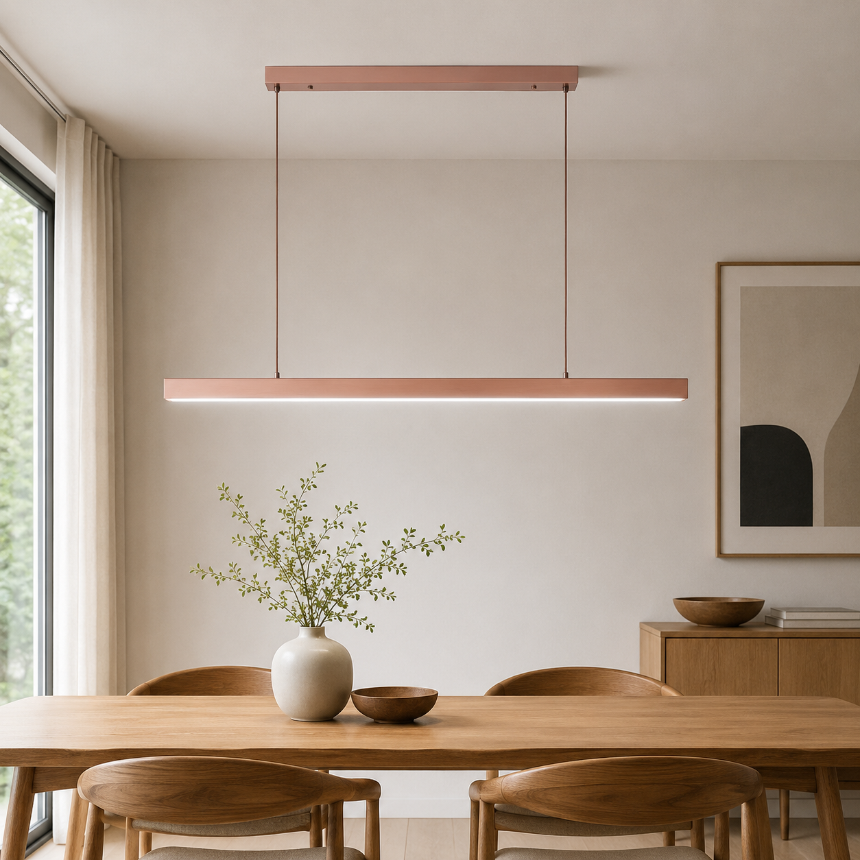 Contemporary Linear LED Pendant Light Modern Metal Form | Zorvian