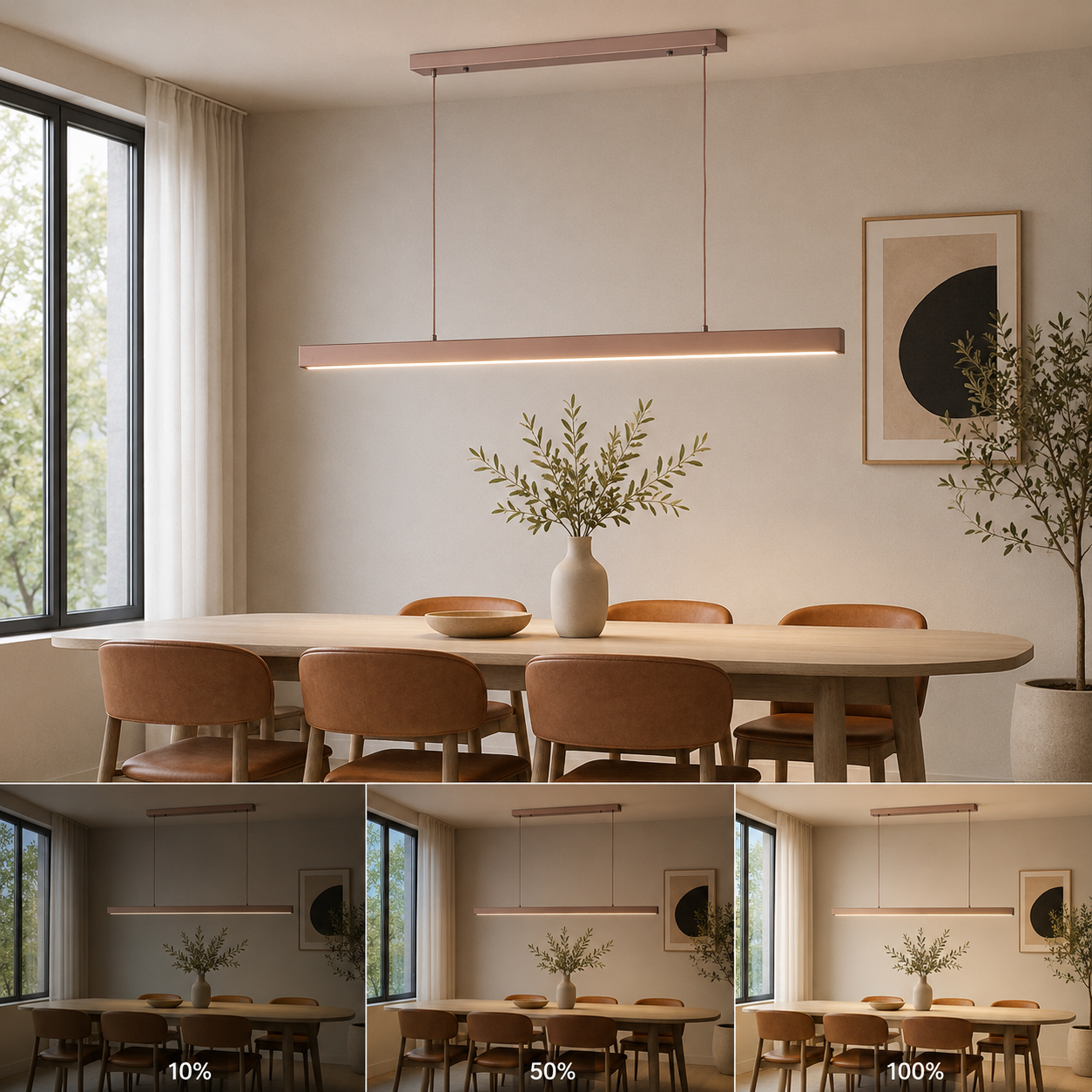 Contemporary Linear LED Pendant Light Modern Metal Form | Zorvian