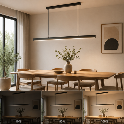 Contemporary Linear LED Pendant Light Modern Metal Form | Zorvian