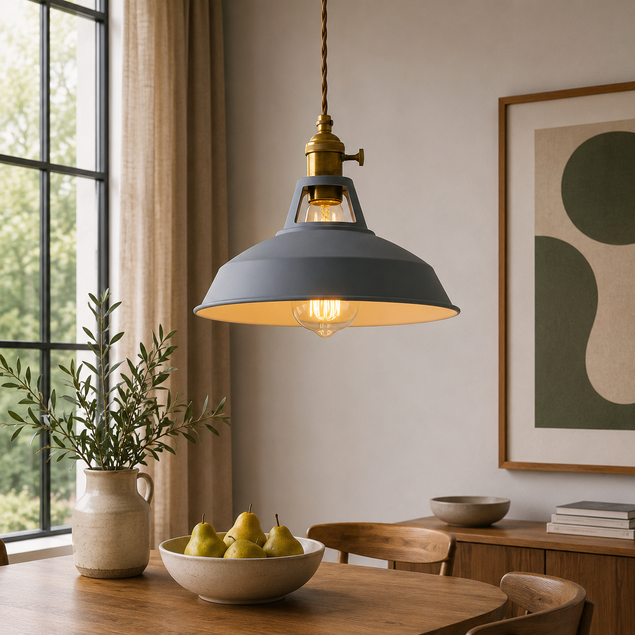 Contemporary Loft Pendant Light With Metal Shade Design | Mirelia