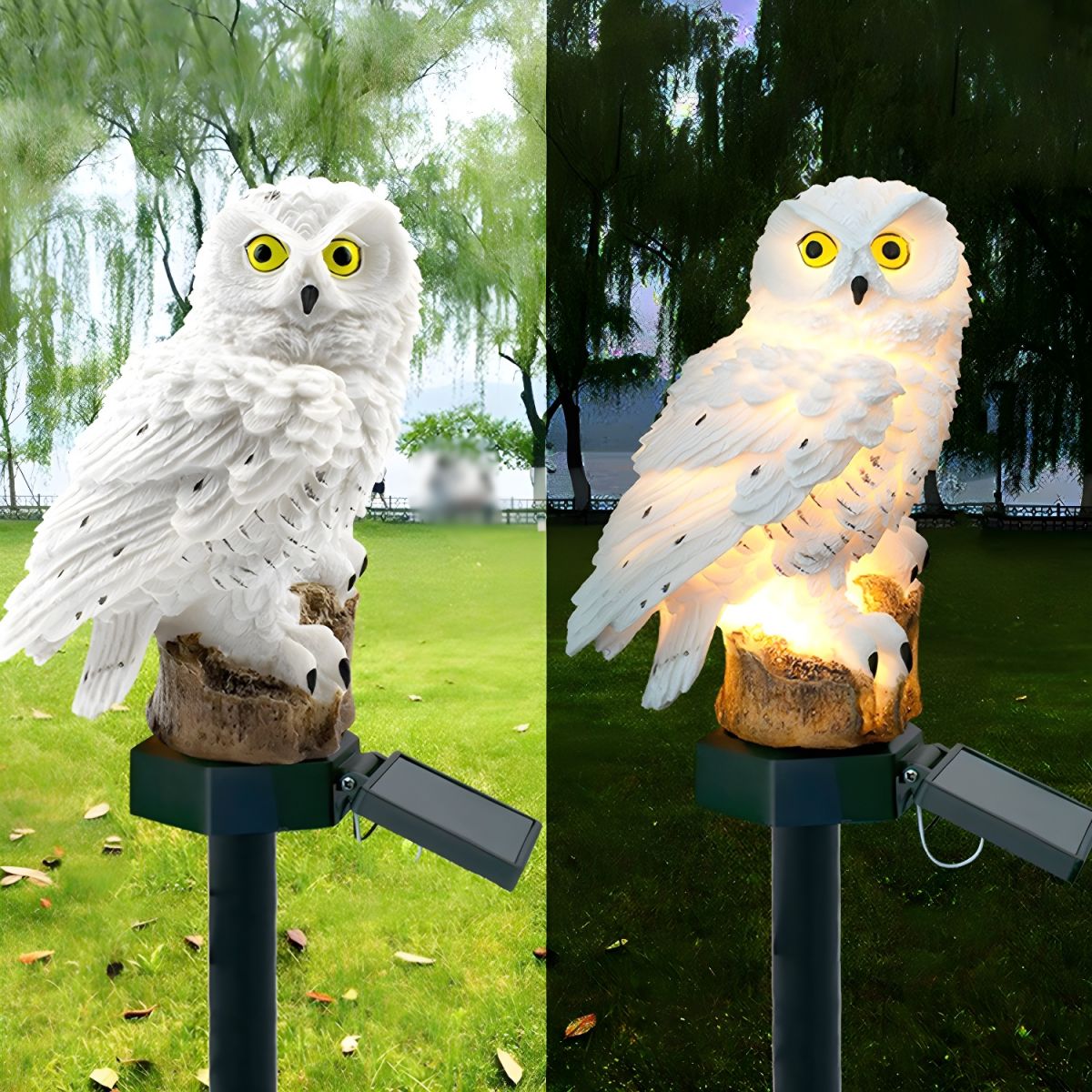 Contemporary Resin Owl Solar Garden LED Light | Owllume