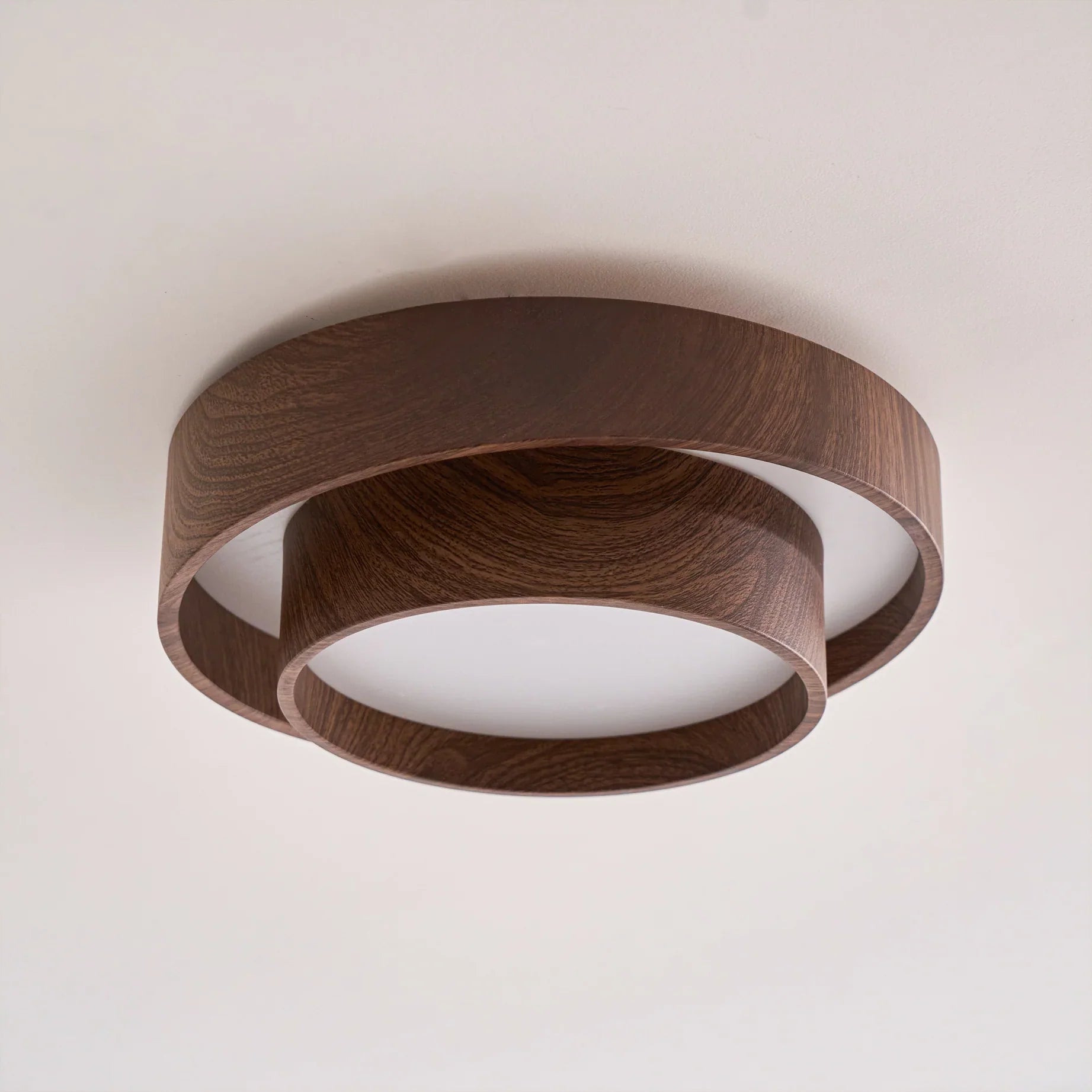 Contemporary Walnut Ceiling Lamp with LED | Luvanta