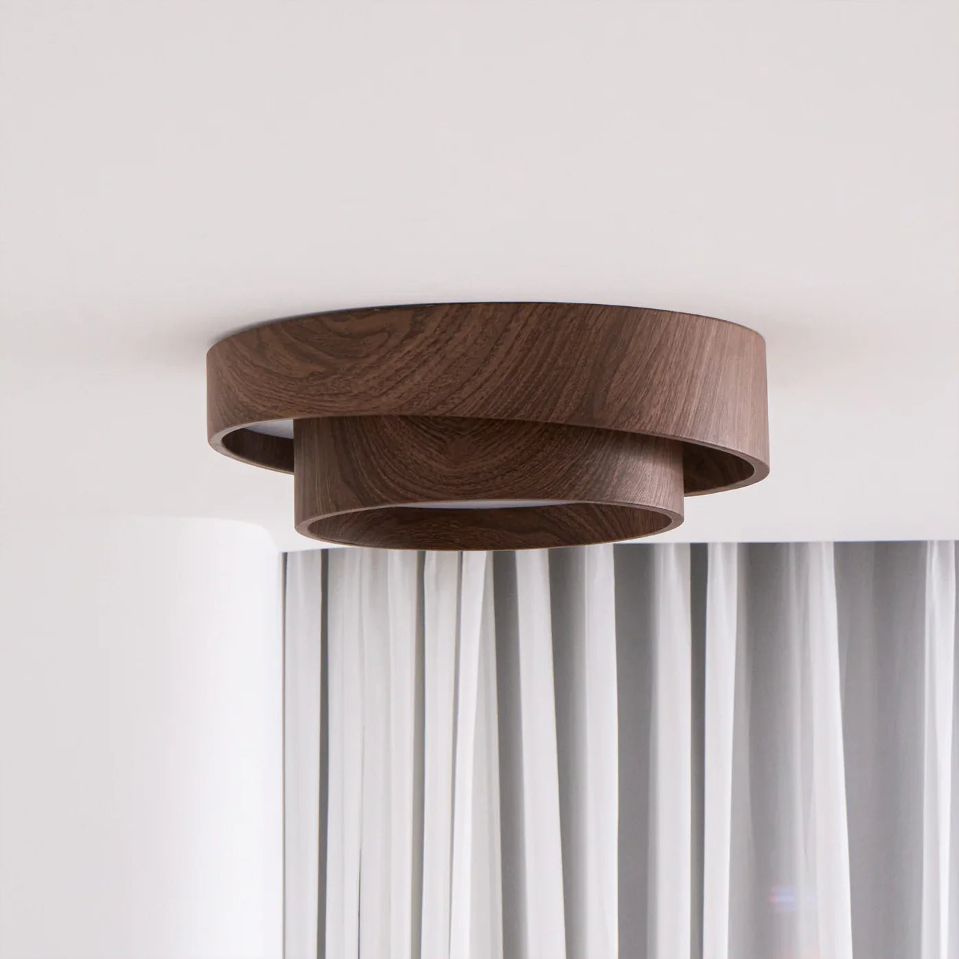 Contemporary Walnut Ceiling Lamp with LED | Luvanta