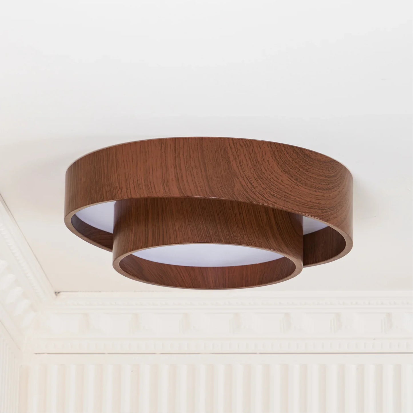 Contemporary Walnut Ceiling Lamp with LED | Luvanta
