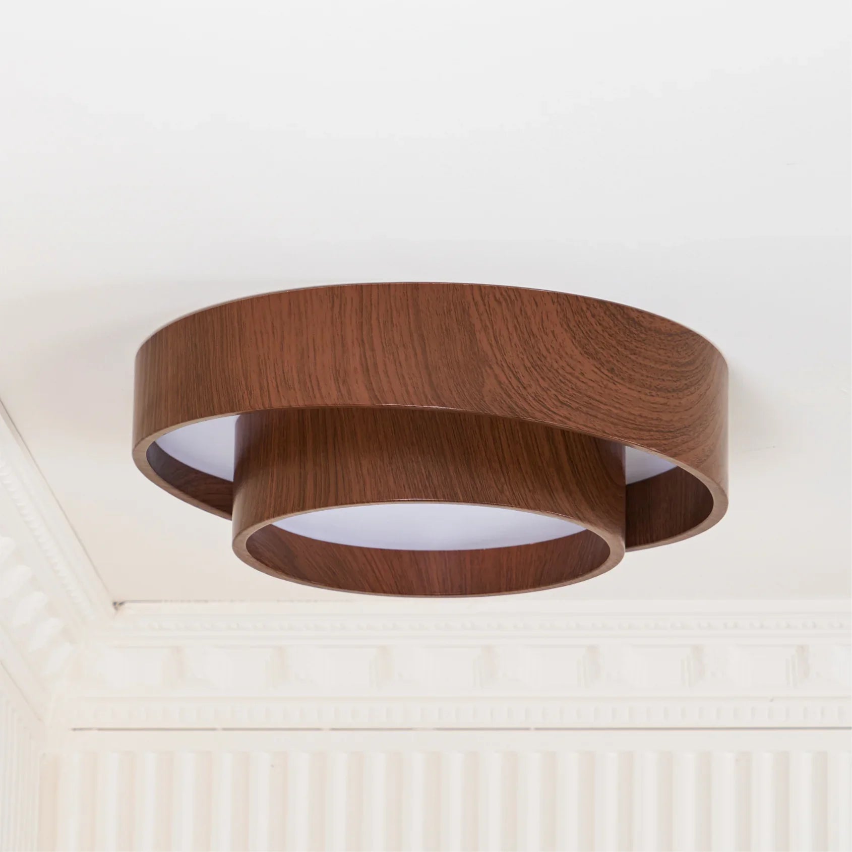 Contemporary Walnut Ceiling Lamp with LED | Luvanta