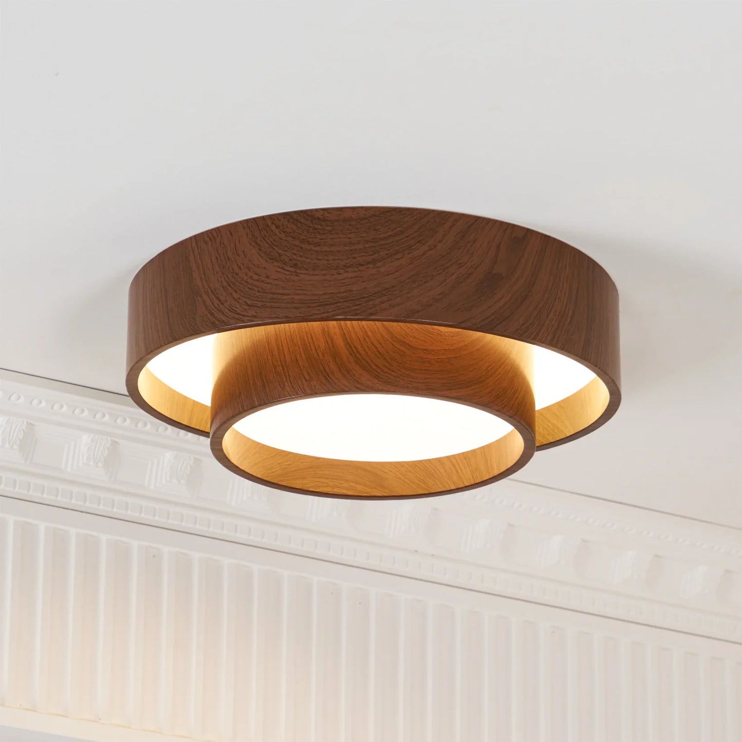 Contemporary Walnut Ceiling Lamp with LED | Luvanta