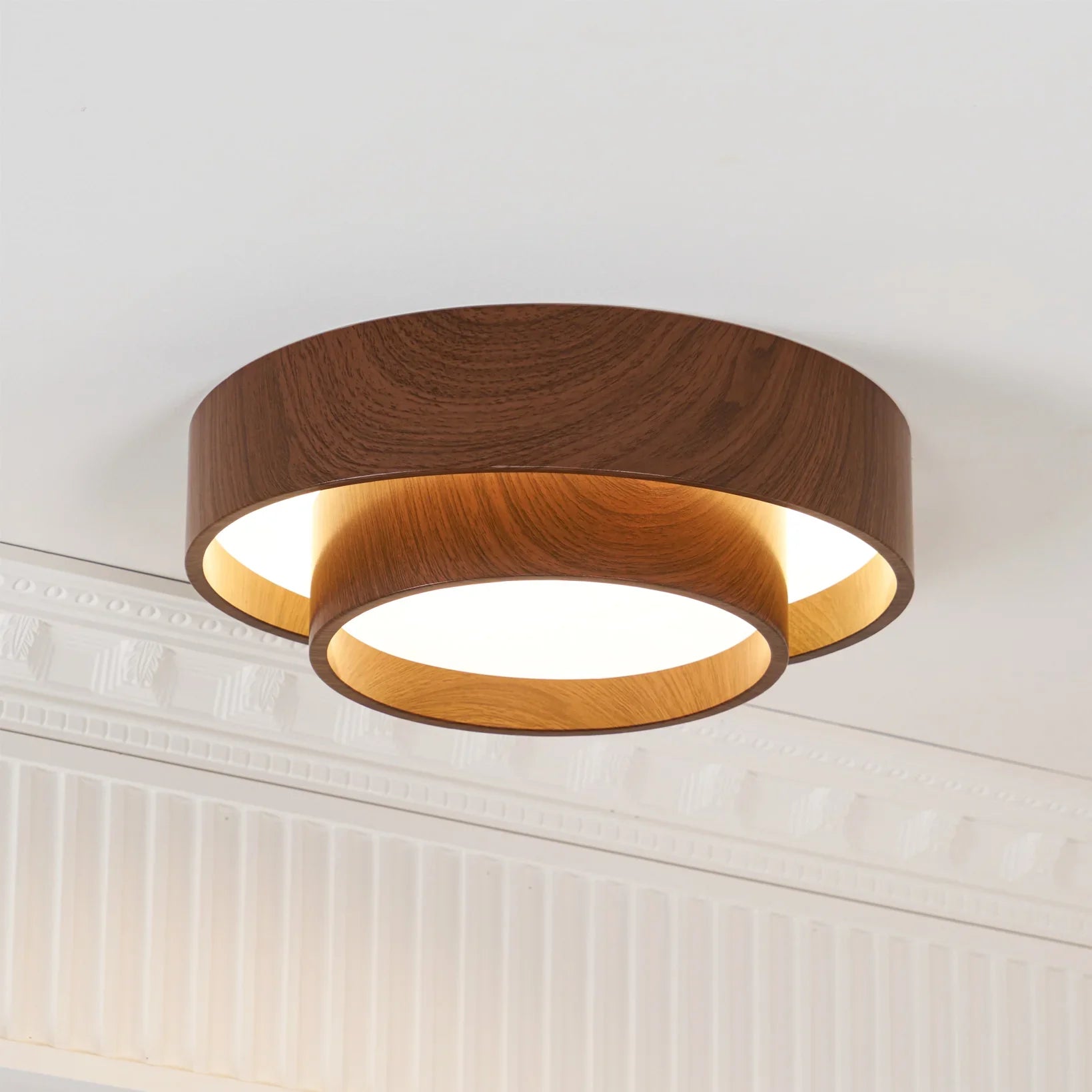 Contemporary Walnut Ceiling Lamp with LED | Luvanta
