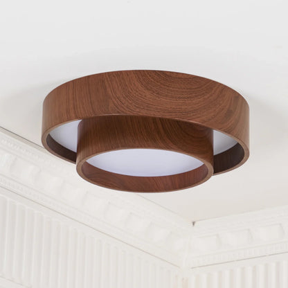 Contemporary Walnut Ceiling Lamp with LED | Luvanta