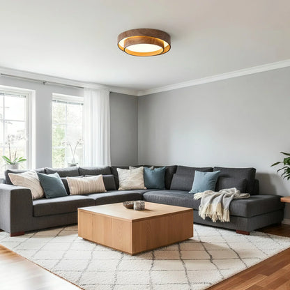 Contemporary Walnut Ceiling Lamp with LED | Luvanta