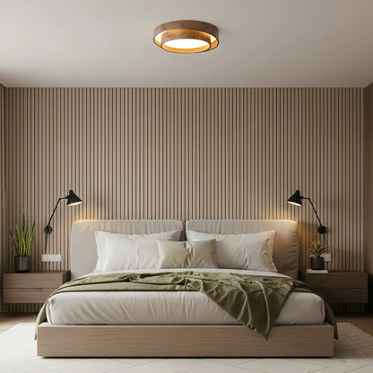 Contemporary Walnut Ceiling Lamp with LED | Luvanta