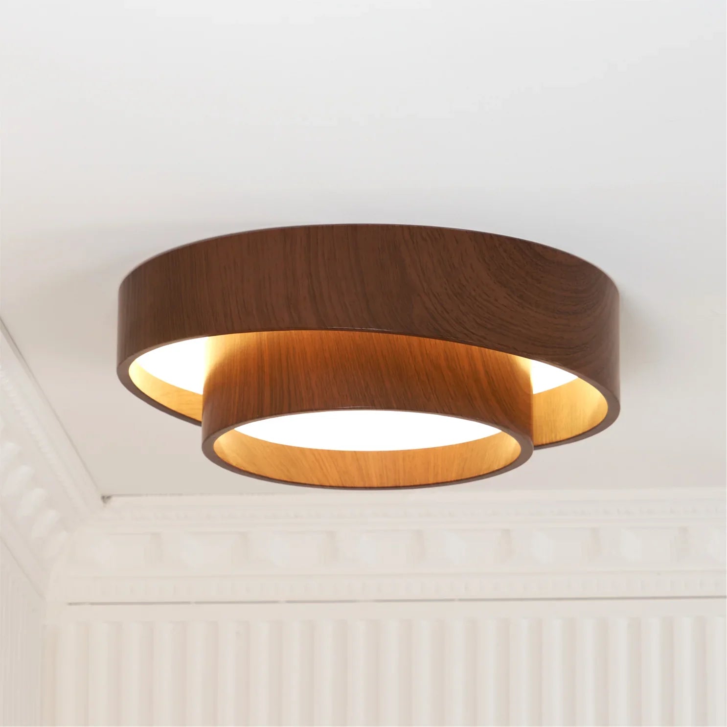 Contemporary Walnut Ceiling Lamp with LED | Luvanta