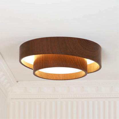 Contemporary Walnut Ceiling Lamp with LED | Luvanta