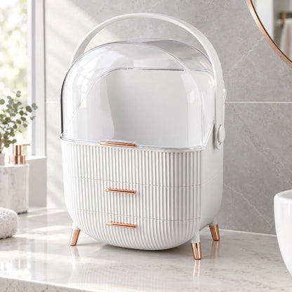 Cosmetic Storage Case with Drawers and Clear Cover