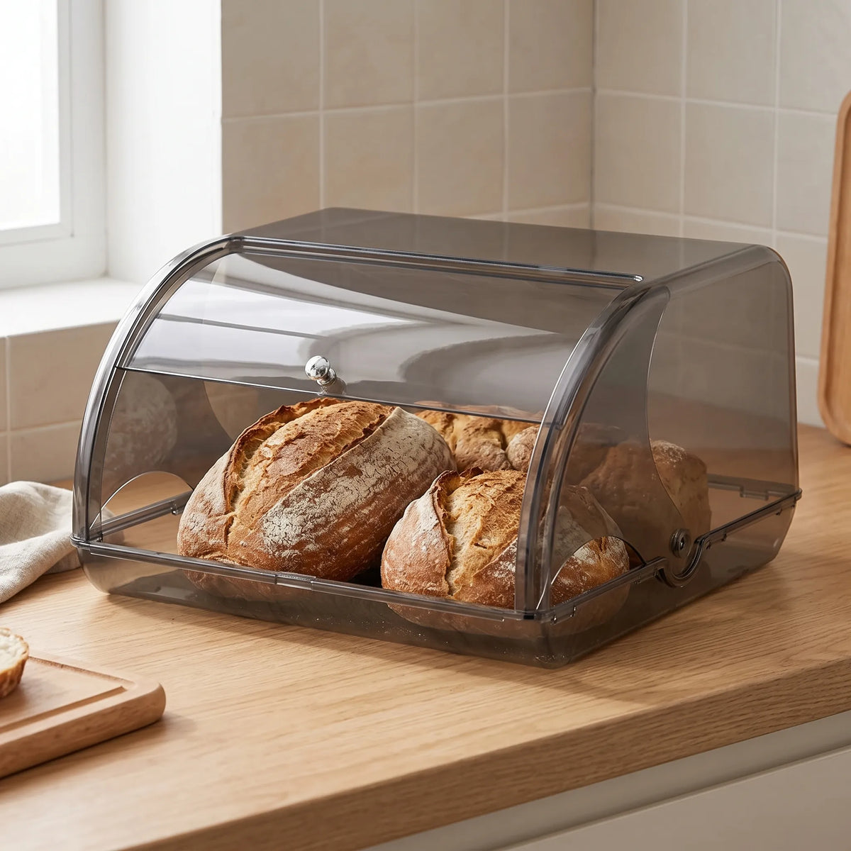 Countertop Roll Top Bread Box Storage Container