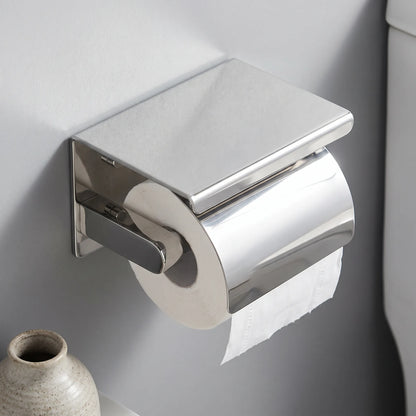Covered Toilet Paper Holder with Storage Shelf