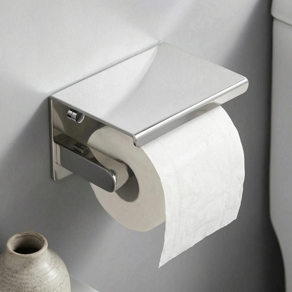 Covered Toilet Paper Holder with Storage Shelf