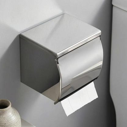 Covered Toilet Paper Holder with Storage Shelf