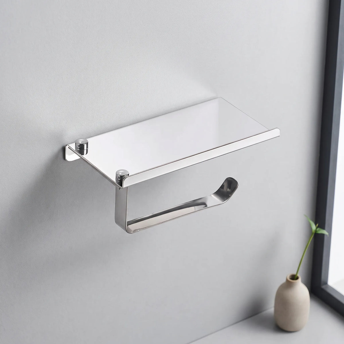 Covered Toilet Paper Holder with Storage Shelf