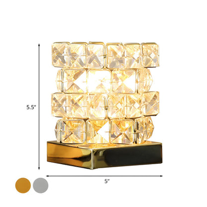 Crystal Cube Table Lamp Modern Bedroom Accent | Treviko