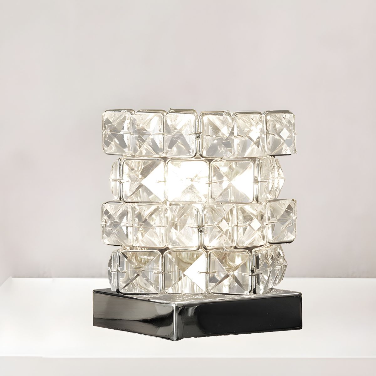 Crystal Cube Table Lamp Modern Bedroom Accent | Treviko