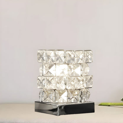 Crystal Cube Table Lamp Modern Bedroom Accent | Treviko