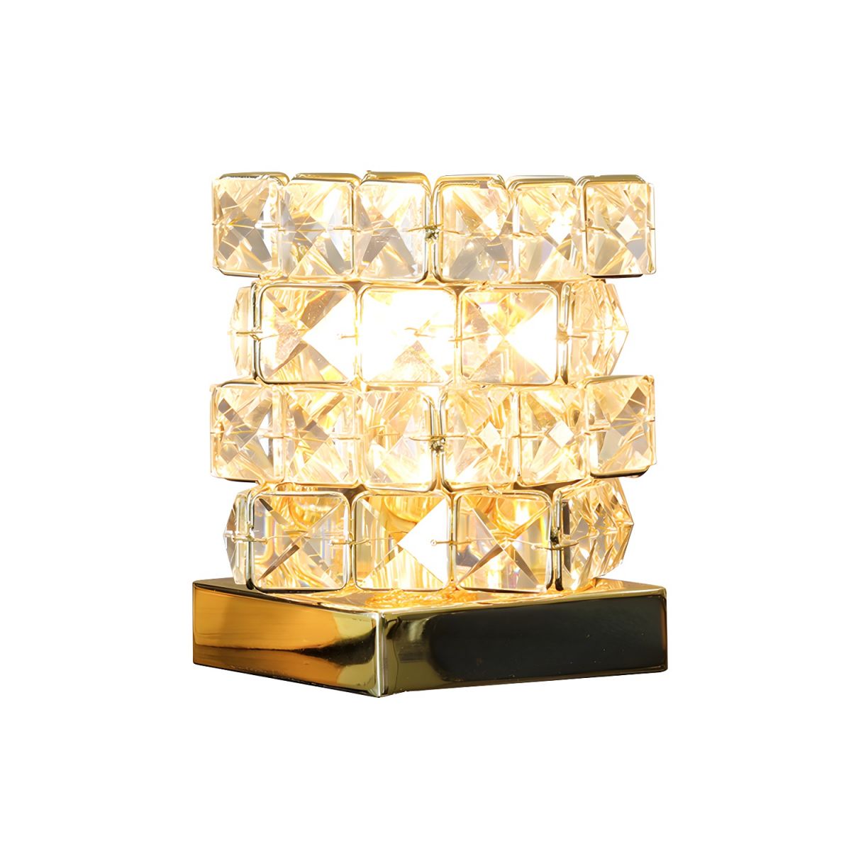 Crystal Cube Table Lamp Modern Bedroom Accent | Treviko