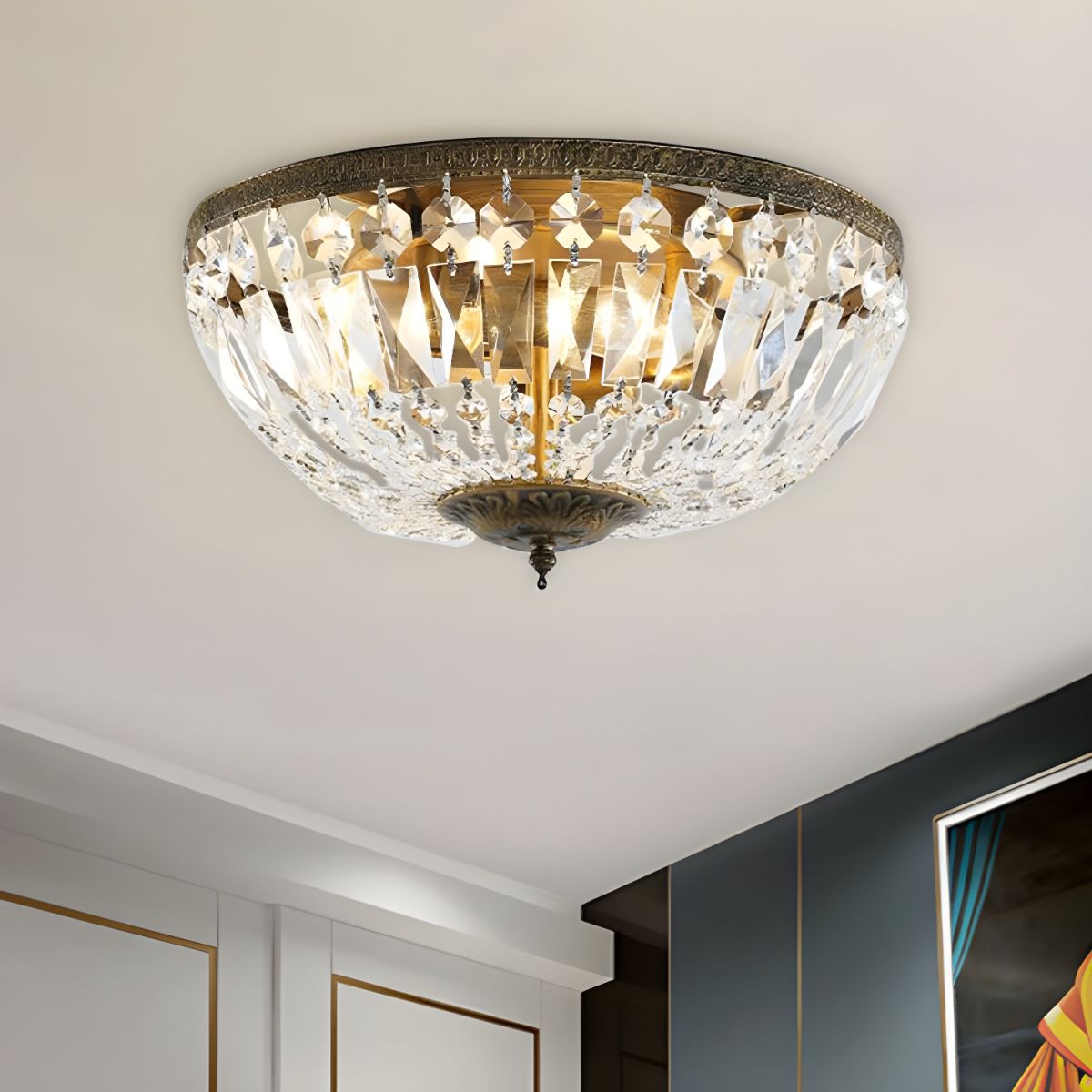 Crystal Dome Ceiling Light Scandinavian Flush Mount | Doreli