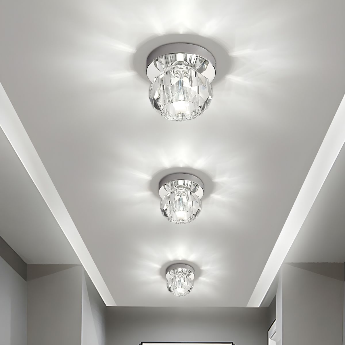 Crystal Globe Flush Mount Ceiling Light Modern Compact | Luvoria