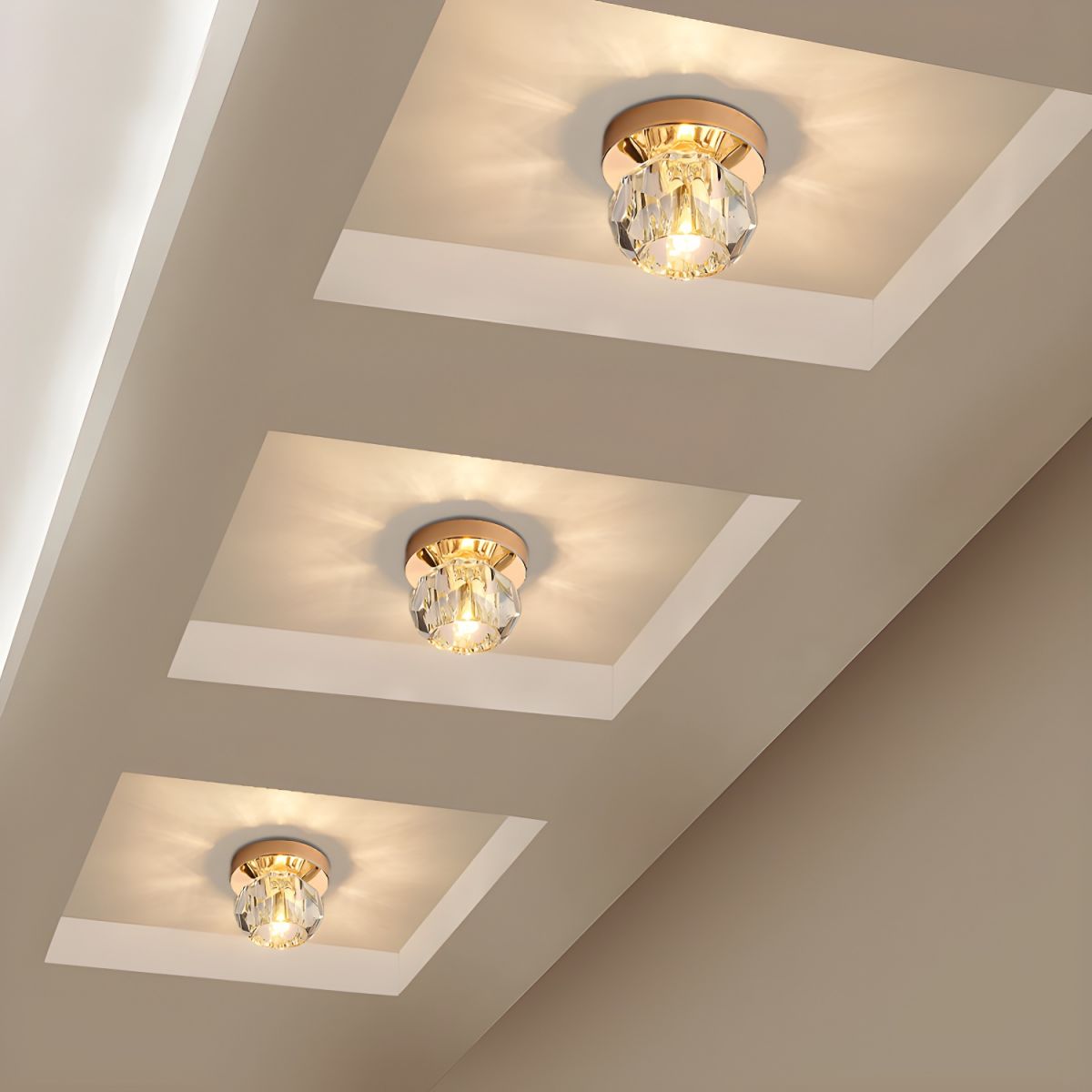 Crystal Globe Flush Mount Ceiling Light Modern Compact | Luvoria
