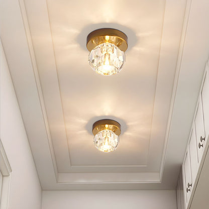 Crystal Globe Flush Mount Ceiling Light Modern Compact | Luvoria