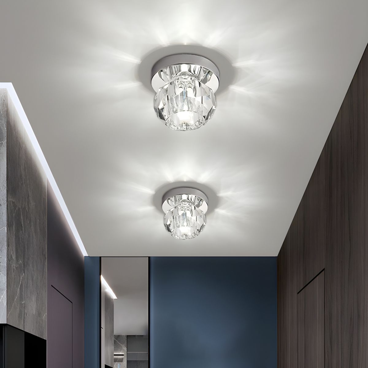 Crystal Globe Flush Mount Ceiling Light Modern Compact | Luvoria