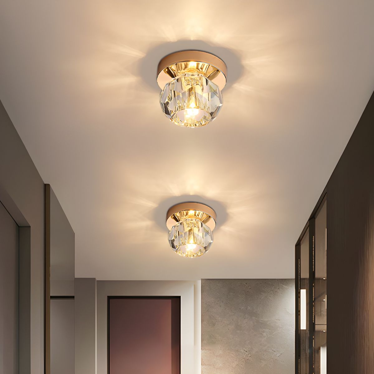 Crystal Globe Flush Mount Ceiling Light Modern Compact | Luvoria