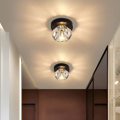 Crystal Globe Flush Mount Ceiling Light Modern Compact | Luvoria