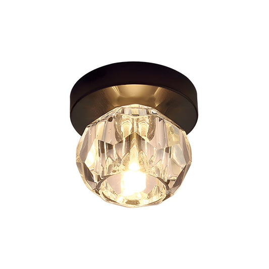 Crystal Globe Flush Mount Ceiling Light Modern Compact | Luvoria
