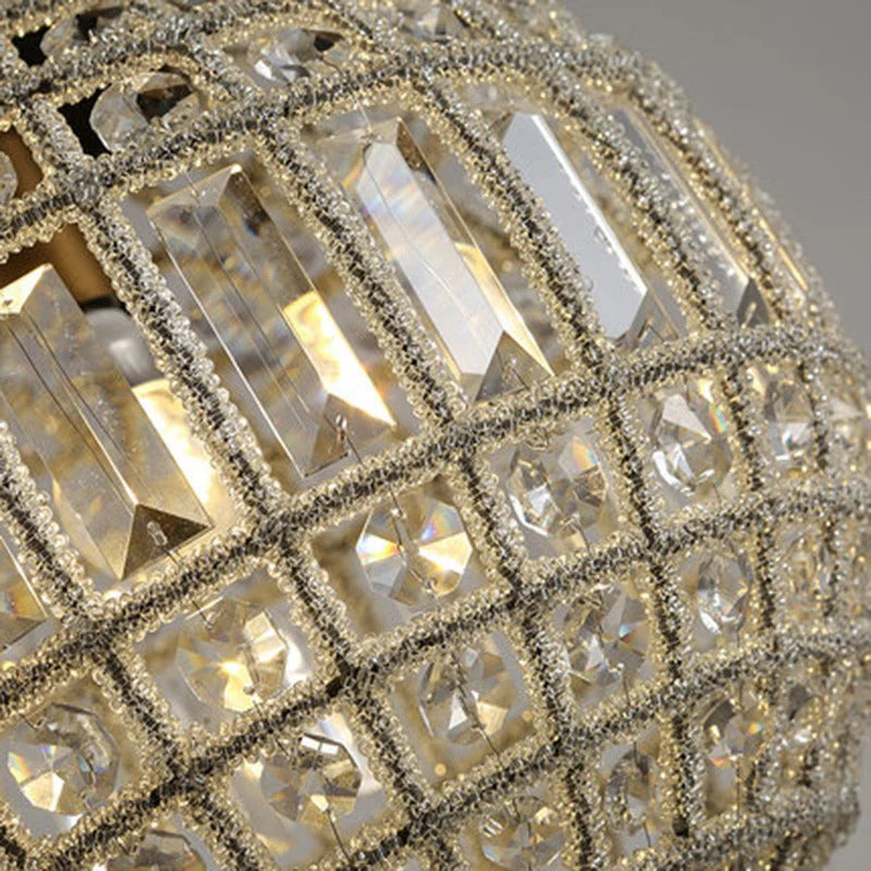 Crystal Globe Pendant Light French Country Brass Finish | Zorevia